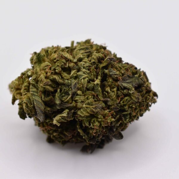 Close-up of Pink Sunset AAA+ cannabis flower with trichomes and pink pistils